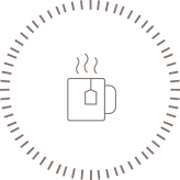 Coffee mug inside a circle border