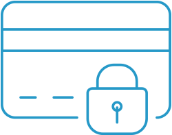 Credit card with lock secured credit card logo