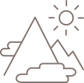 Mountains and sun icon