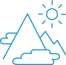 Mountains and sun logo